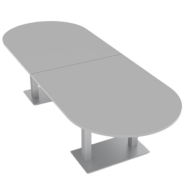 Skutchi Designs Racetrack Shaped 10 Person Conference Room Table, 46" W, 10 ft L, 29" H, Light Gray HAR-RAC-46x119-DOU-XD01 - main